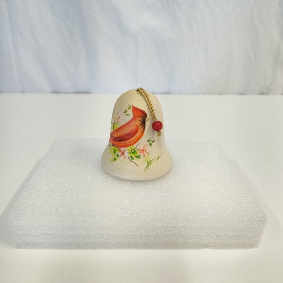 Sandstone Creations Hand-Painted Ceramic Bell Cardinal Design Signed by Anna VTG - Picture 1 of 6